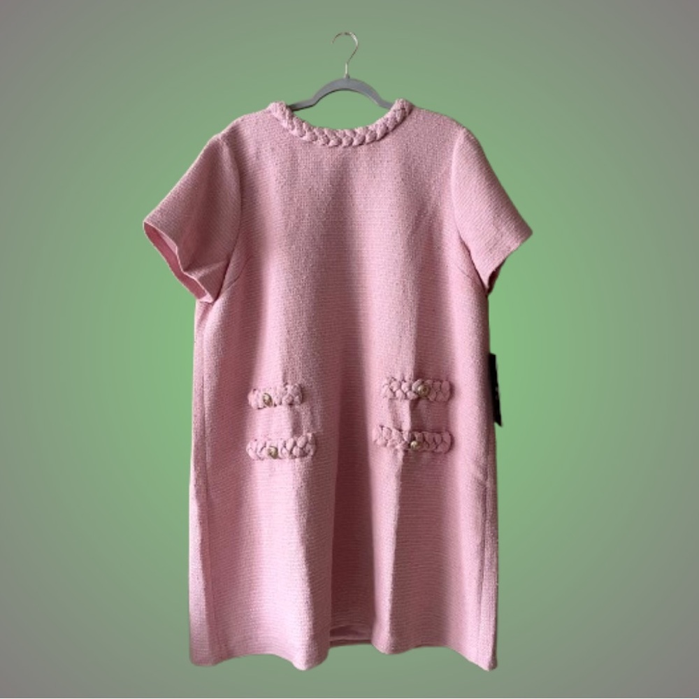 NWT Tuckernuck Jackie tweed dress pink salt XXXL Old Money garden party preppy